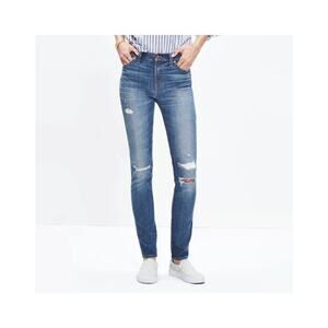 Madewell 9" high rise sz 28 distressed denim skinny ankle stretch jeans EUC